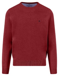 Fynch-Hatton O-Neck Superfine Cotton Uni Color Trui Garnet Red