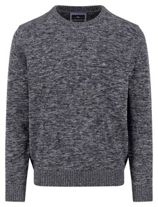 Fynch-Hatton O-Neck Twisted Mouliné Trui Charcoal