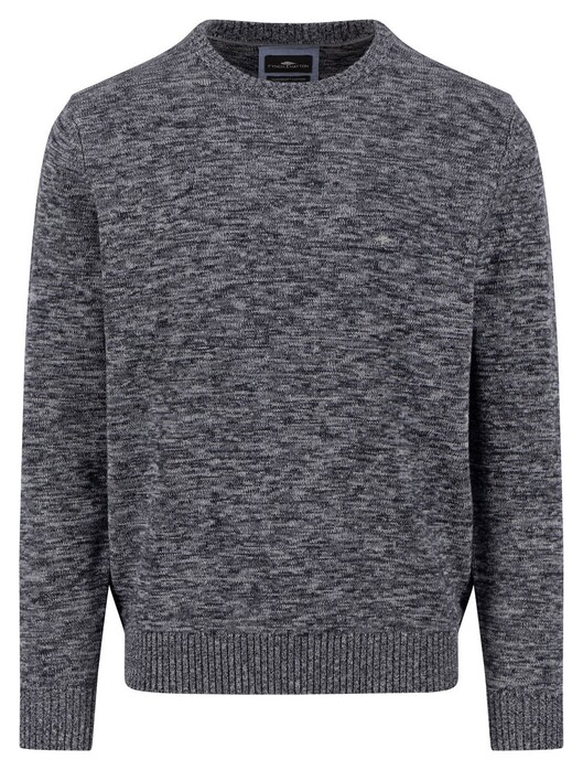 Fynch-Hatton O-Neck Twisted Mouliné Trui Charcoal