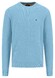 Fynch-Hatton O-Neck Uni Color Cotton Structure Trui Splashy Ocean