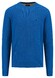 Fynch-Hatton O-Neck Uni Color Cotton Structure Trui Strong Blue
