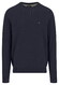 Fynch-Hatton O-Neck Uni Color Fine Structure Trui Navy