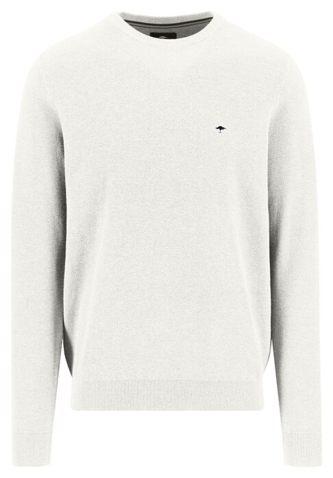 Fynch-Hatton O-Neck Uni Color Fine Structure Trui New Off White