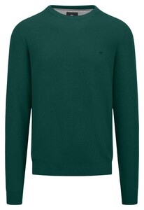 Fynch-Hatton O-Neck Uni Color Fine Texture Trui Dark Emerald