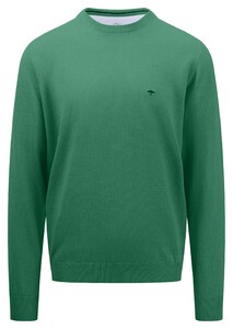 Fynch-Hatton O-Neck Uni Color Superfine Cotton Knit Pullover Jade
