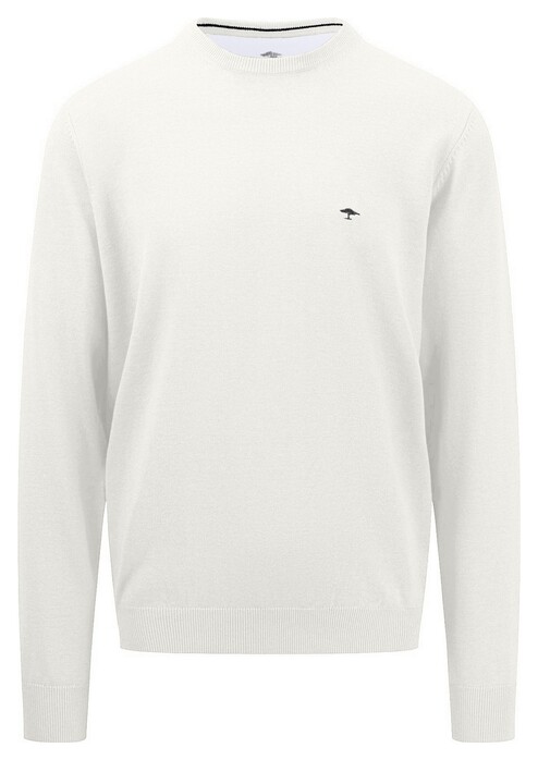Fynch-Hatton O-Neck Uni Color Superfine Cotton Knit Trui New Off White