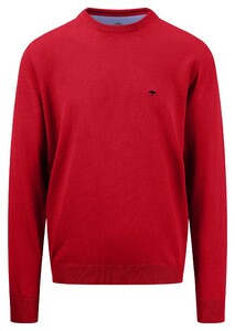 Fynch-Hatton O-Neck Uni Color Superfine Cotton Knit Trui Poppy Red