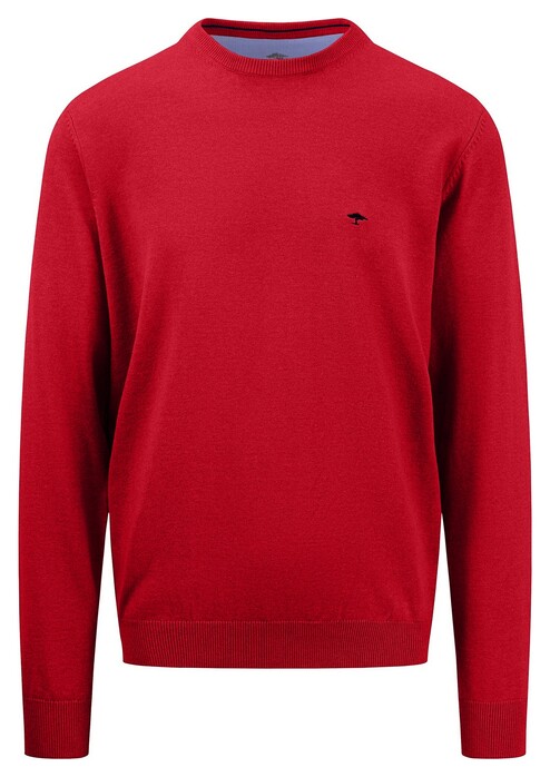 Fynch-Hatton O-Neck Uni Color Superfine Cotton Knit Trui Poppy Red