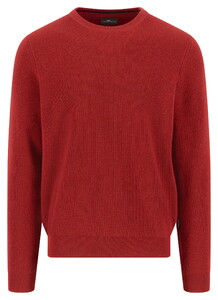 Fynch-Hatton O-Neck Uni Color Texture Merino Cashmere Pullover Garnet Red