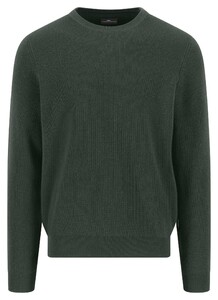 Fynch-Hatton O-Neck Uni Color Texture Merino Cashmere Trui Dark Ivy