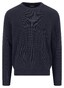 Fynch-Hatton O-Neck Uni Color Texture Merino Cashmere Trui Navy