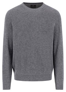 Fynch-Hatton O-Neck Uni Color Texture Merino Cashmere Trui Steel