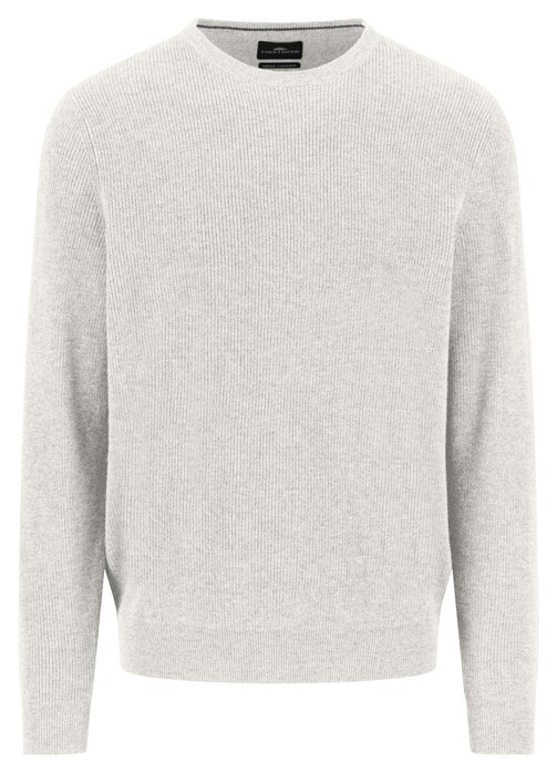 Fynch-Hatton O-Neck Uni Color Texture Merino Cashmere Trui Winter White