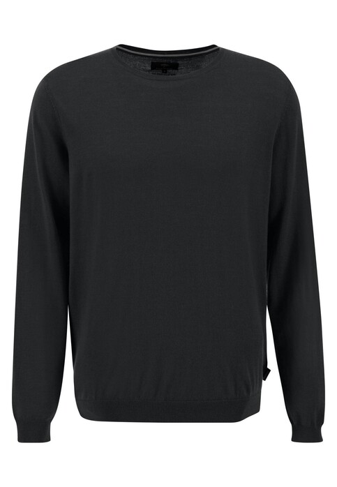 Fynch-Hatton O-Neck Uni Merino Trui Zwart