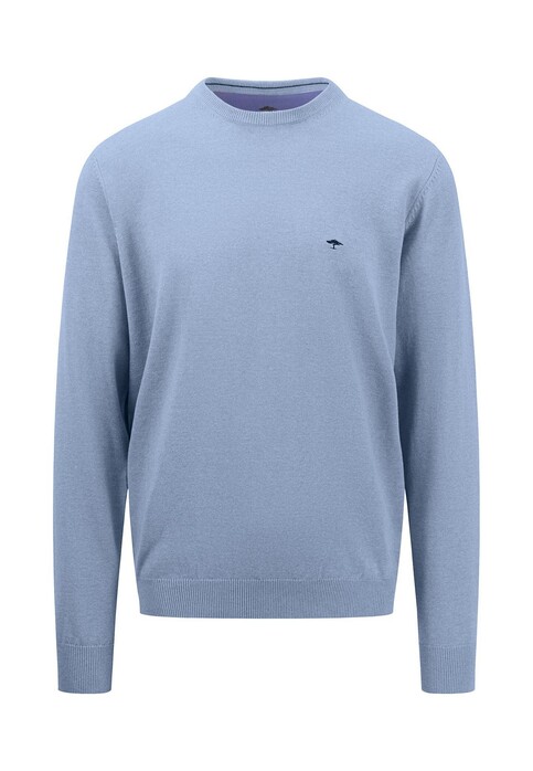 Fynch-Hatton O-Neck Uni Superfine Cotton Trui Summer Breeze