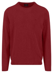 Fynch-Hatton O-Neck Warm Air Cotton Cashmere Trui Garnet Red