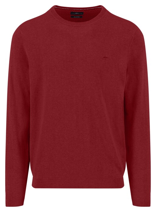 Fynch-Hatton O-Neck Warm Air Cotton Cashmere Trui Garnet Red