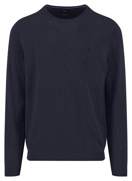 Fynch-Hatton O-Neck Warm Air Cotton Cashmere Trui Navy