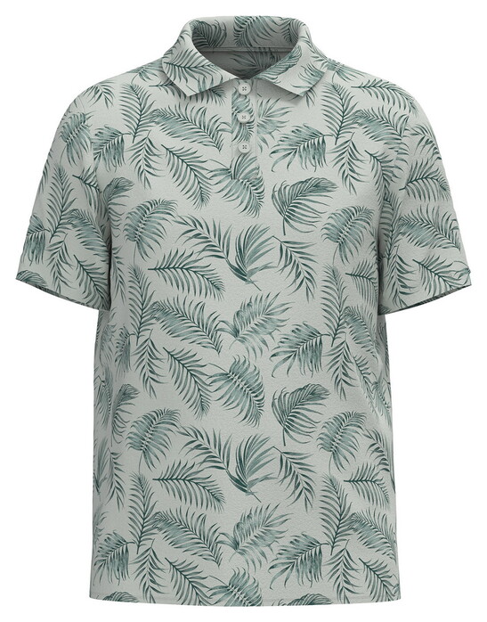 Fynch-Hatton Overdyed Palmleaves Pattern Polo Pine Green