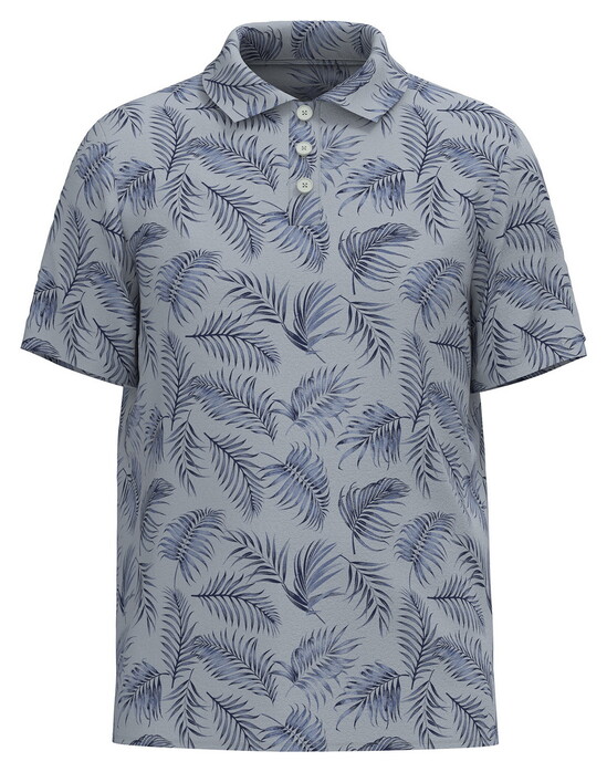 Fynch-Hatton Overdyed Palmleaves Pattern Poloshirt Midnight