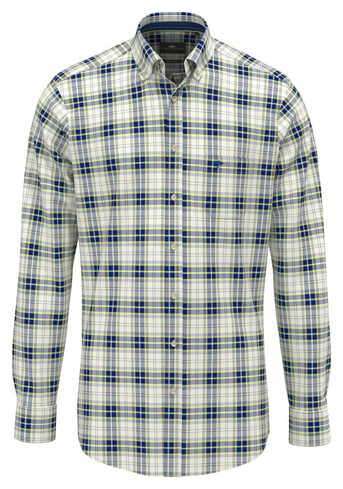 Fynch-Hatton Oxford Check Button-Down Overhemd Harbor Blue