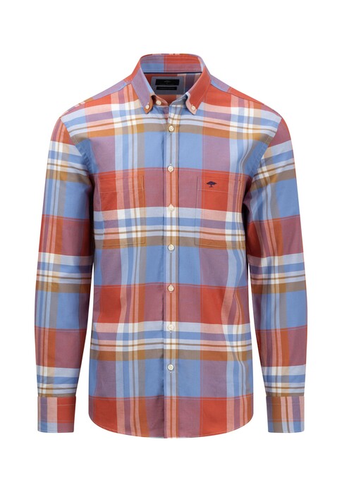 Fynch-Hatton Oxford Checks Button Down Overhemd Orient Red