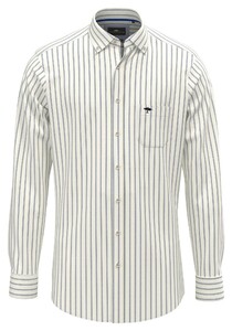 Fynch-Hatton Oxford Duo Stripes Button Down Overhemd Strong Blue
