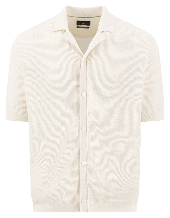 Fynch-Hatton Polo Cardigan Shirt Bouclé Vest New Off White