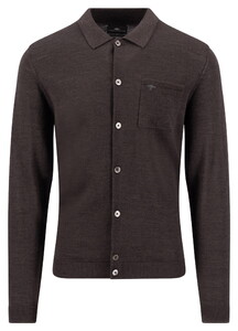 Fynch-Hatton Polo Collar Button Cardigan Merino Wool Vest Soil