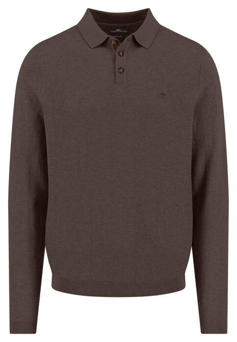 Fynch-Hatton Polo Collar Long Sleeve Winter Air Cotton Dark Chocolate
