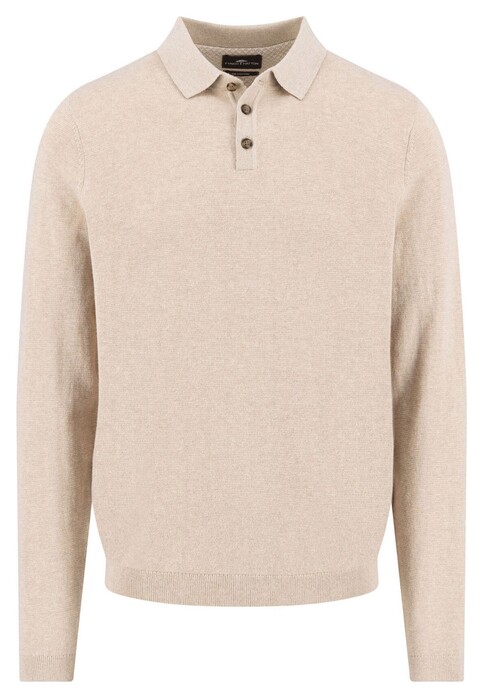 Fynch-Hatton Polo Collar Long Sleeve Winter Air Cotton Light Taupe