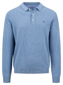 Fynch-Hatton Polo Collar Longsleeve Superfine Cotton Trui Cloud Blue