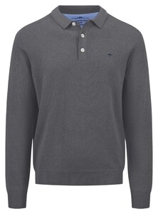 Fynch-Hatton Polo Collar Longsleeve Superfine Cotton Trui Steel