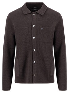 Fynch-Hatton Polo Collar Pure Merino Buttoned Cardigan Soil