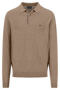 Fynch-Hatton Polo Pullover Longsleeve Air Cotton Trui Taupe