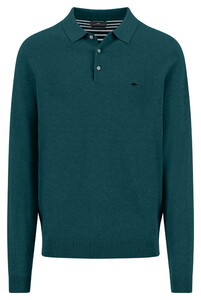 Fynch-Hatton Polo Pullover Longsleeve Air Cotton Trui Teal