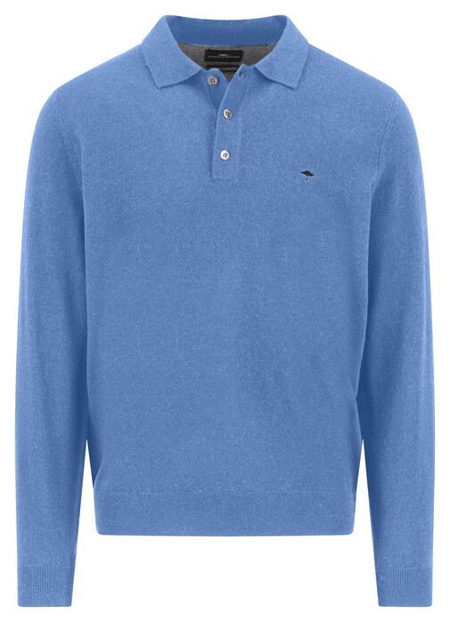 Fynch-Hatton Polo Pullover Merino Cashmere Trui Crystal Blue
