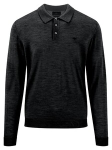 Fynch-Hatton Polo Pullover Merino Wool Trui Zwart