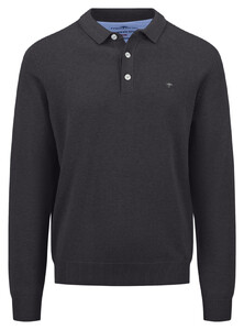 Fynch-Hatton Polo Pullover Superfine 3-Ply Cotton Charcoal