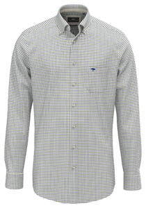 Fynch-Hatton Poplin Check Button-Down Overhemd Avocado