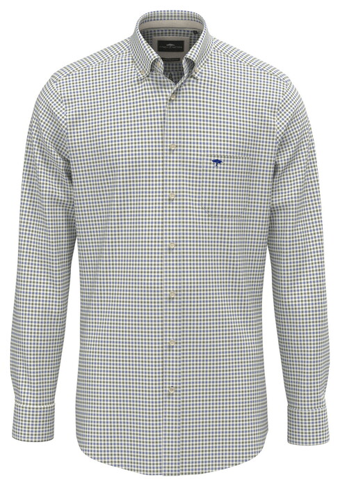 Fynch-Hatton Poplin Check Button-Down Overhemd Avocado