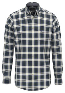 Fynch-Hatton Poplin Check Button-Down Overhemd Dark Ivy