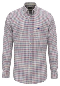 Fynch-Hatton Poplin Check Button-Down Shirt Cranberry Red