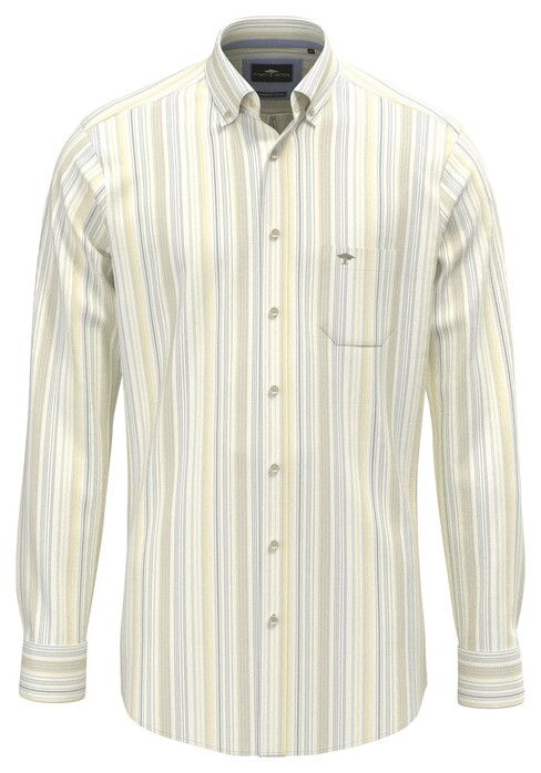 Fynch-Hatton Poplin Multi Stripes Button-Down Overhemd Pale Yellow