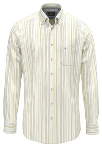Fynch-Hatton Poplin Multi Stripes Button-Down Shirt Pale Yellow