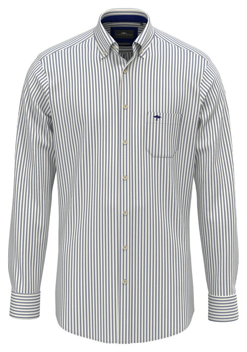 Fynch-Hatton Poplin Stripe Button-Down Overhemd Navy