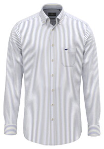 Fynch-Hatton Poplin Stripe Button-Down Shirt Light Blue