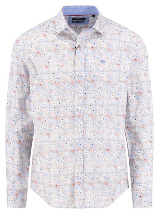 Fynch-Hatton Premium Cotton Flower Pattern Kent Collar Overhemd Perzik