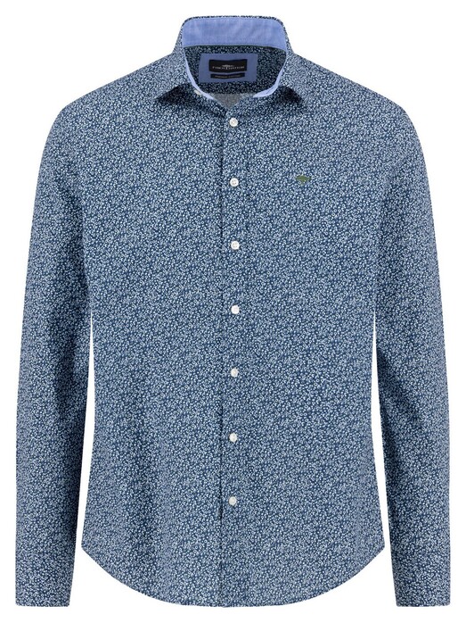 Fynch-Hatton Premium Cotton Mini Abstract Pattern Overhemd Misty Blue