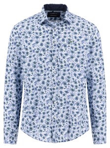 Fynch-Hatton Premium Fantasy Floral Pattern Overhemd Dark Leaf-Blue